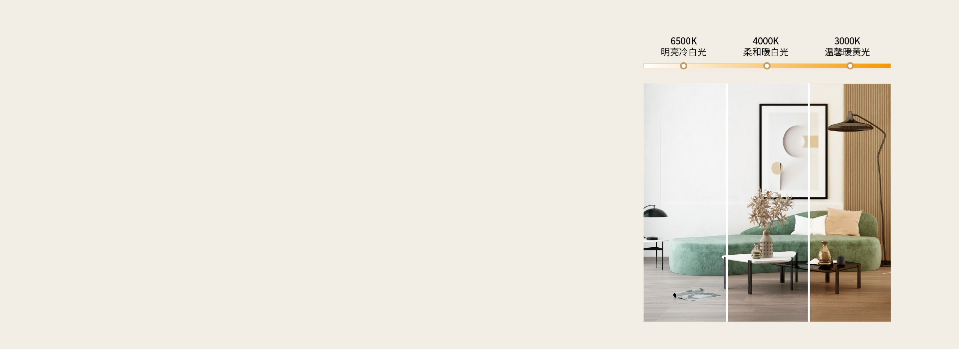 可三段调光,营造多种照明氛围
 三色分段...