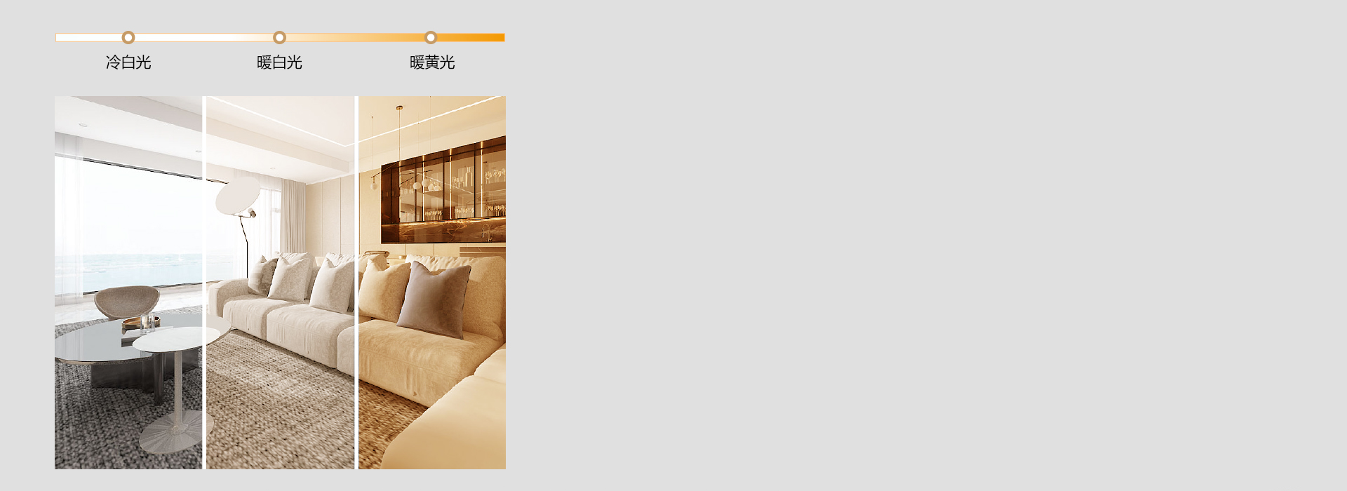 三色调光,感受不同氛围
 三色分段,可根...