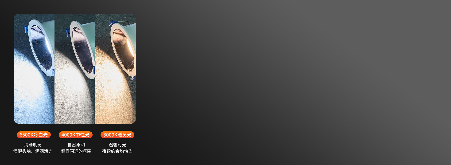 3000K/4000K/6500K三种光...