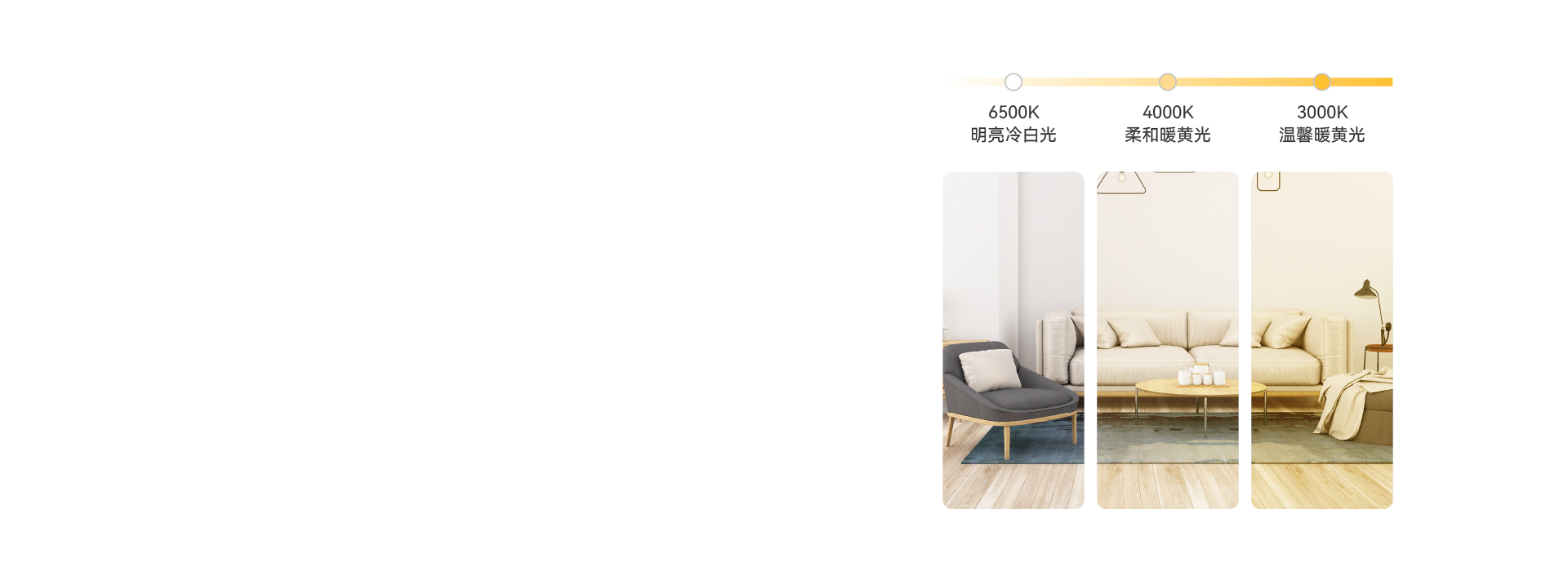 三色调光,营造多种照明氛围
 三色分段,...